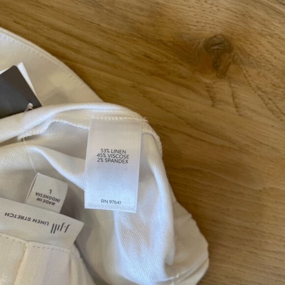 J. Jill White Linen Stretch Cropped Ankle Pants NWT Elastic Waist Button Cuff L - Picture 8 of 8